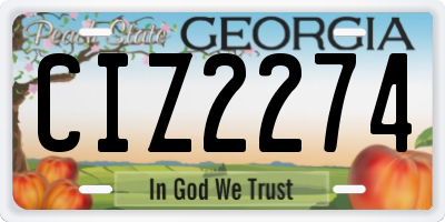 GA license plate CIZ2274