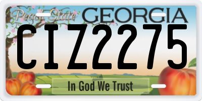 GA license plate CIZ2275