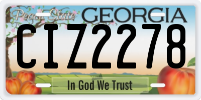 GA license plate CIZ2278