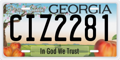 GA license plate CIZ2281