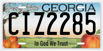 GA license plate CIZ2285