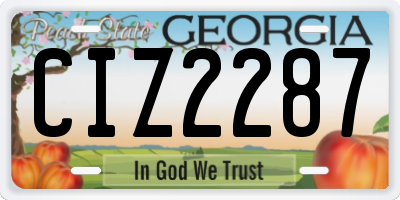 GA license plate CIZ2287