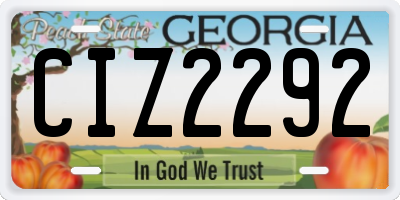 GA license plate CIZ2292