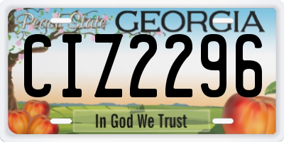GA license plate CIZ2296