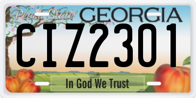 GA license plate CIZ2301