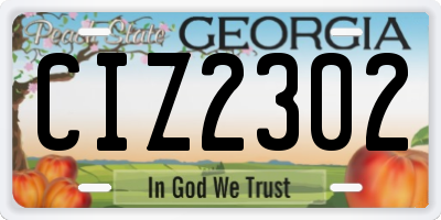 GA license plate CIZ2302