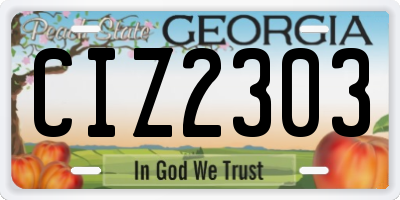 GA license plate CIZ2303