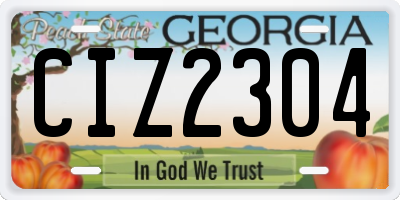 GA license plate CIZ2304