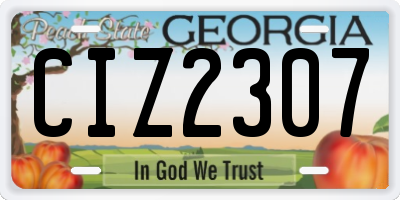 GA license plate CIZ2307
