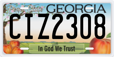GA license plate CIZ2308