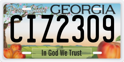 GA license plate CIZ2309