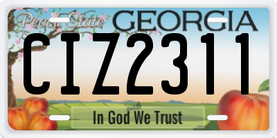 GA license plate CIZ2311
