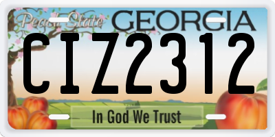 GA license plate CIZ2312