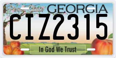 GA license plate CIZ2315
