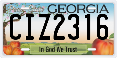 GA license plate CIZ2316