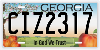 GA license plate CIZ2317