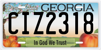 GA license plate CIZ2318