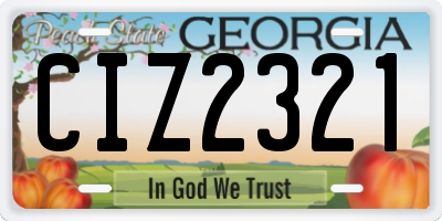 GA license plate CIZ2321