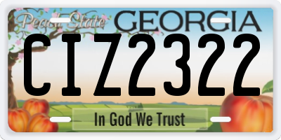 GA license plate CIZ2322