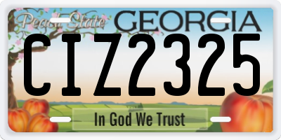 GA license plate CIZ2325