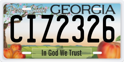 GA license plate CIZ2326