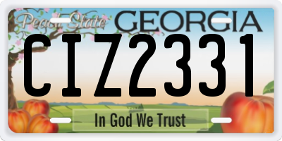 GA license plate CIZ2331