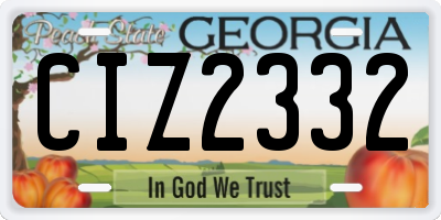 GA license plate CIZ2332