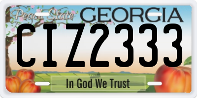 GA license plate CIZ2333