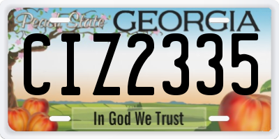 GA license plate CIZ2335