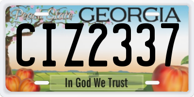 GA license plate CIZ2337