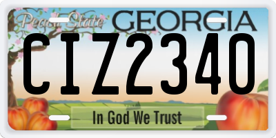 GA license plate CIZ2340