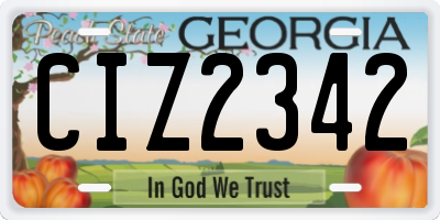 GA license plate CIZ2342