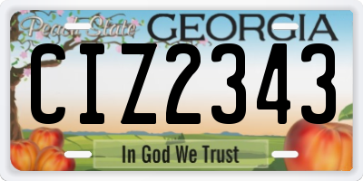 GA license plate CIZ2343