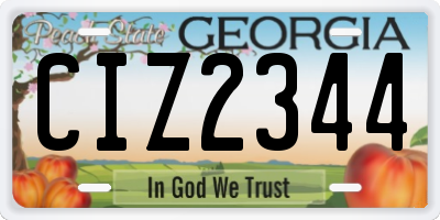 GA license plate CIZ2344