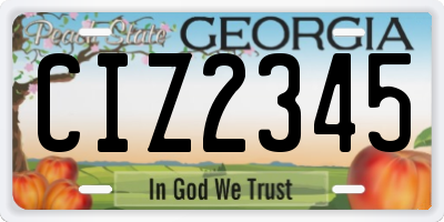 GA license plate CIZ2345