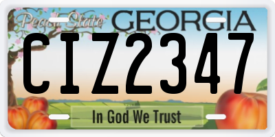 GA license plate CIZ2347