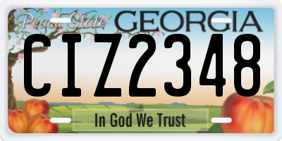GA license plate CIZ2348