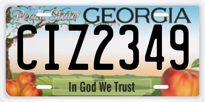 GA license plate CIZ2349