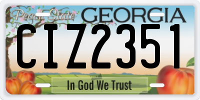 GA license plate CIZ2351