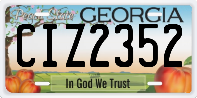 GA license plate CIZ2352