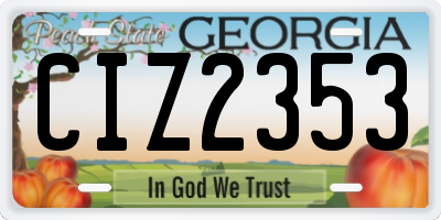 GA license plate CIZ2353