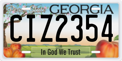GA license plate CIZ2354