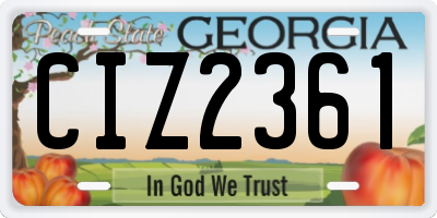 GA license plate CIZ2361