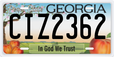 GA license plate CIZ2362