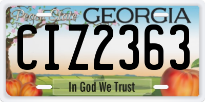 GA license plate CIZ2363