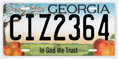 GA license plate CIZ2364