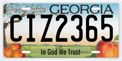 GA license plate CIZ2365