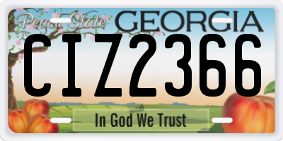 GA license plate CIZ2366