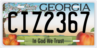 GA license plate CIZ2367