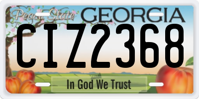GA license plate CIZ2368